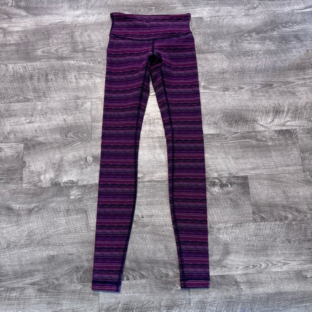 Lululemon Twist Wunder Under Low Rise Space Dyed Regal Plum Leggings Womens 2